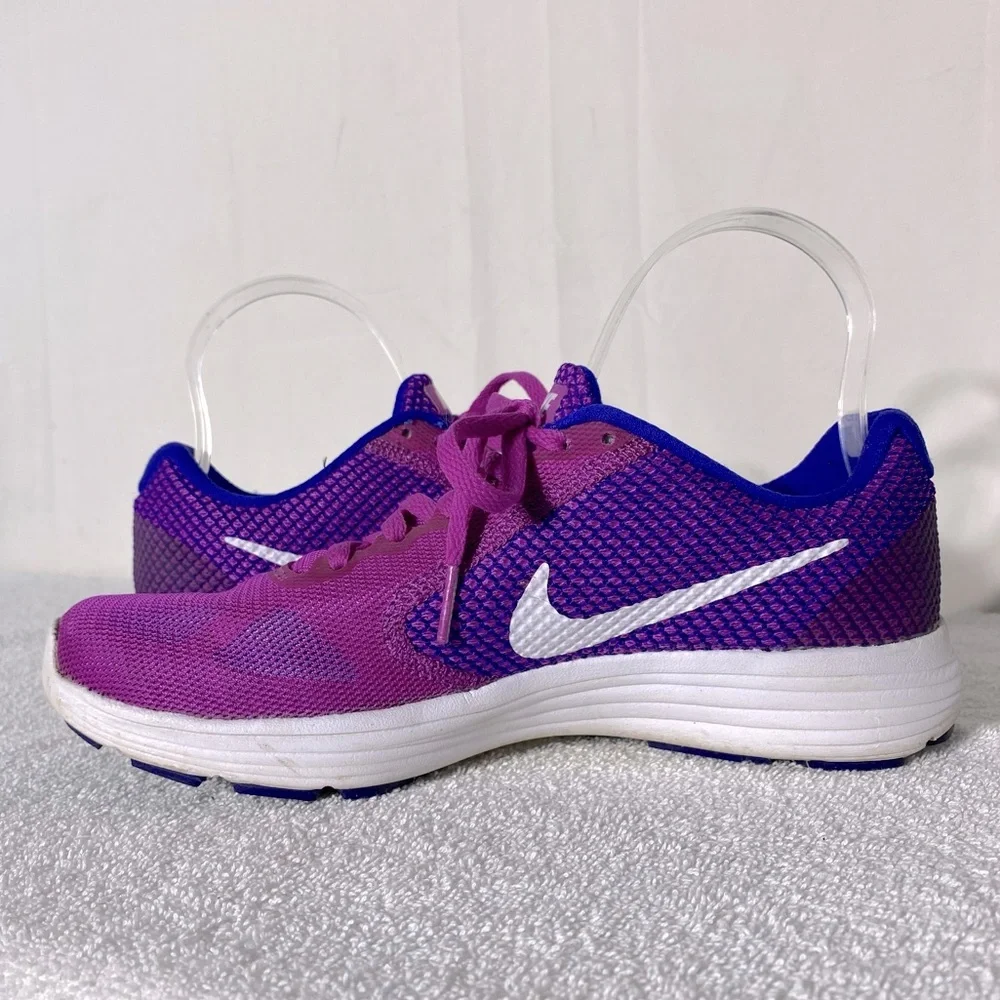Nike Revolution 3 Purple Blue Lace Up Trainers Sneakers Runners 8 - Picture 10 of 12